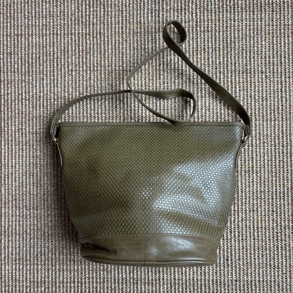 🫒 Vintage Gitano Woven Embossed Crossbody Bag | Olive Green | Silver Hardware